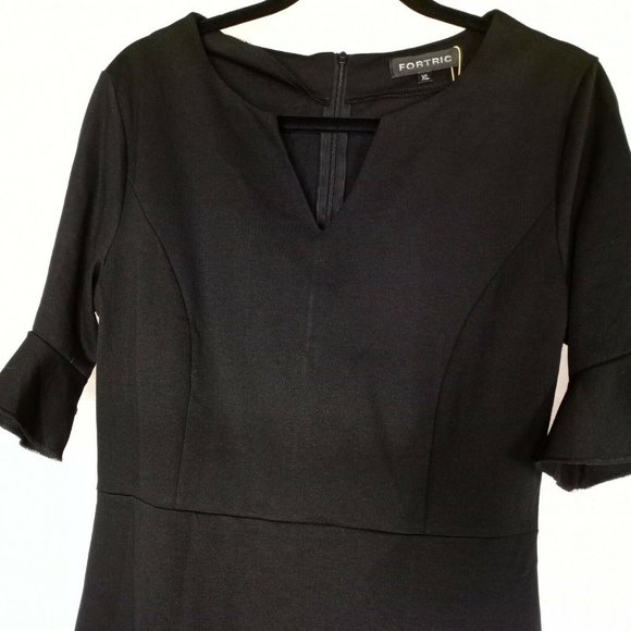 FORTRIC Womens Black Dress Bell Sleeves Ruffled XL - Picture 2 of 8